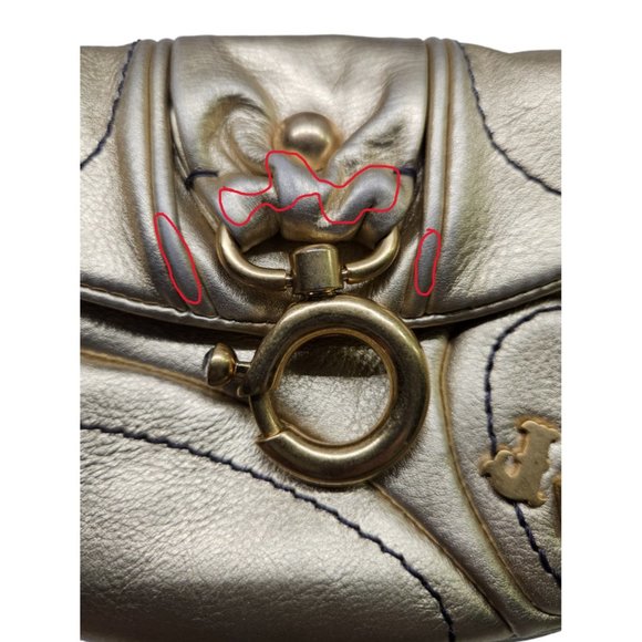 JUICY COUTURE Vintage Y2K Leather Wristlet Clutch  – Gold Metallic (EUC) - Picture 11 of 12